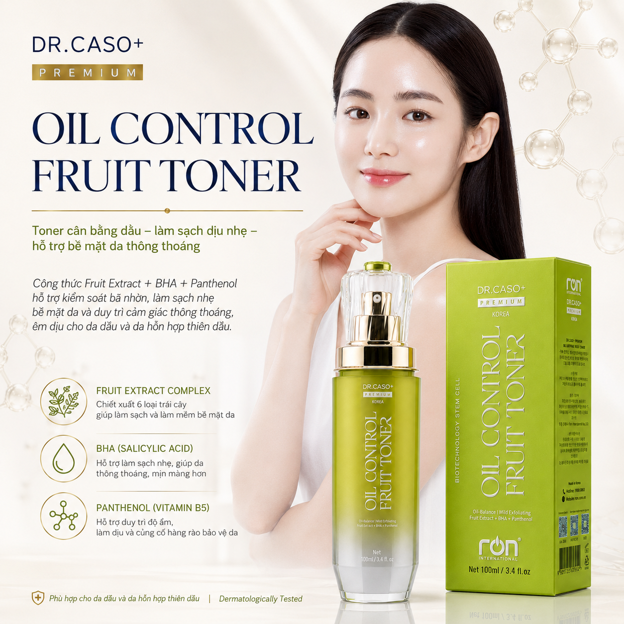 DR.CASO+ PREMIUM OIL CONTROL FRUIT TONER/Nước Cân Bằng Kiểm Soát Dầu Đa Tầng – Công Nghệ Chiết Xuất Trái Cây Sinh Học
